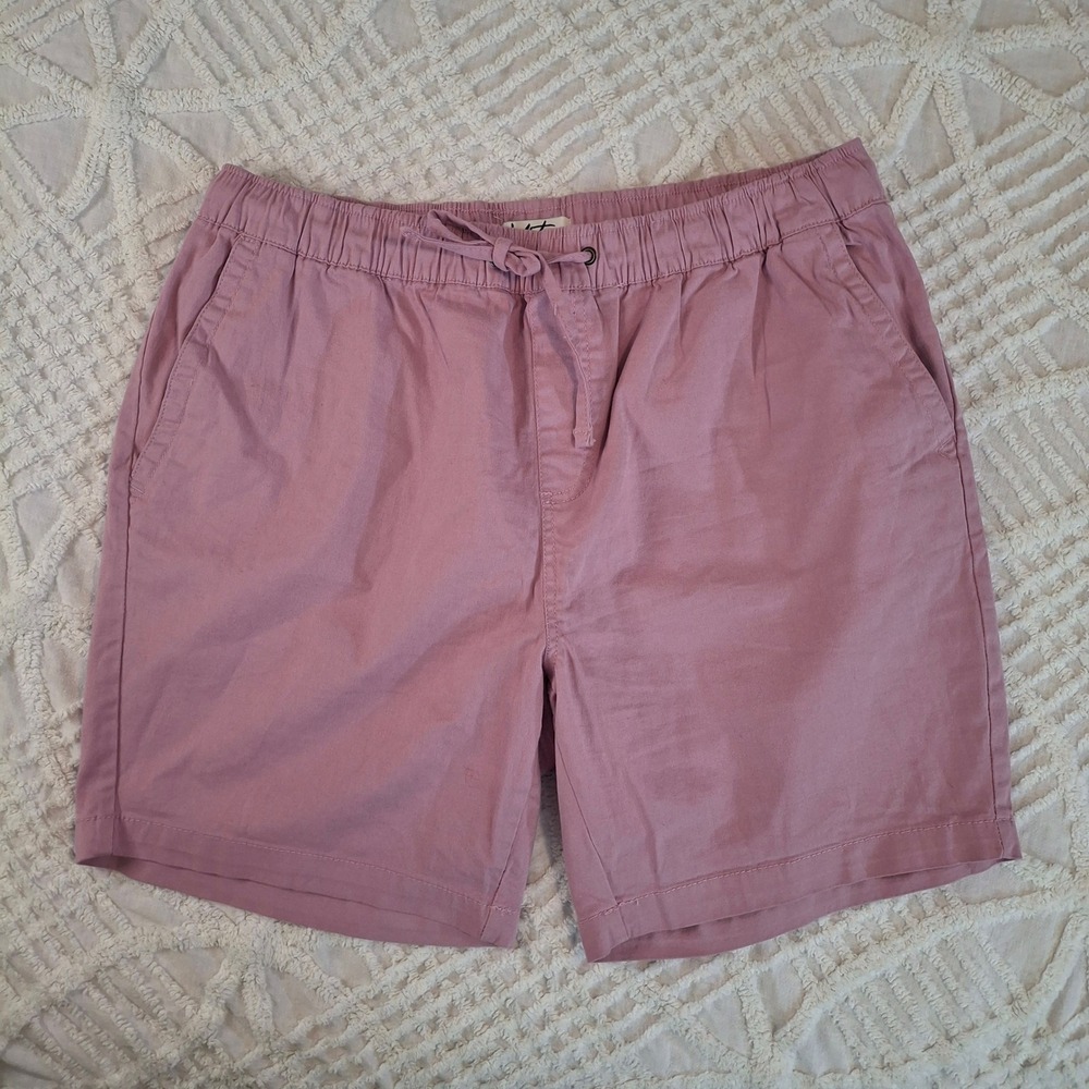 Mister New York Womens Large Mauve Pink Elastic Waist Drawstring Chino Shorts